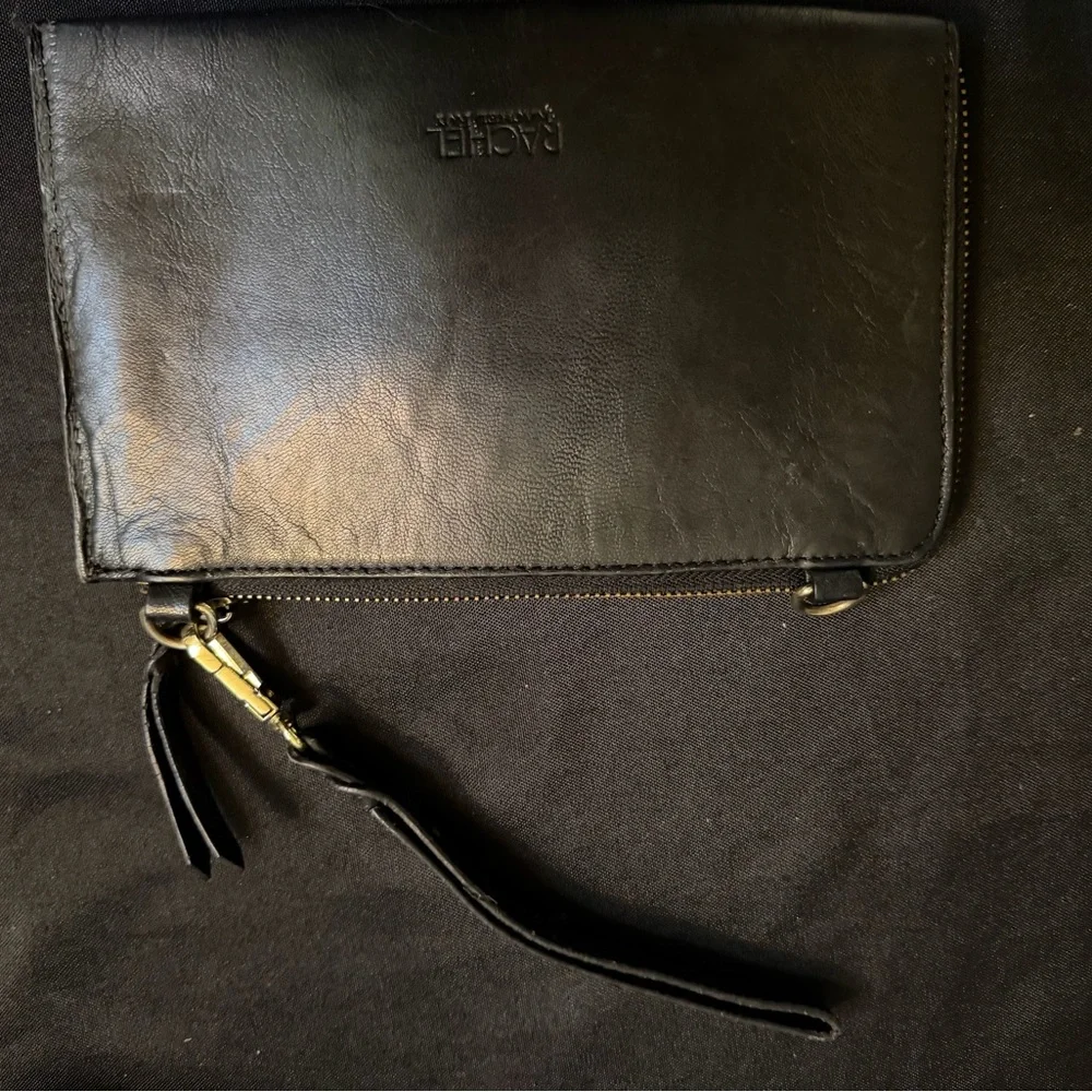 Black Leather Rachel Roy Wristlet/Wallet